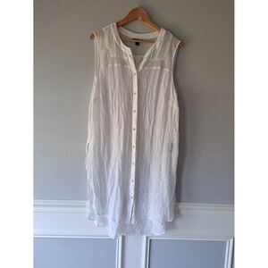 Alyx Womens White Buttons Rayon Sleeveless Top Tunic‎  Beach Vacations Size 2X